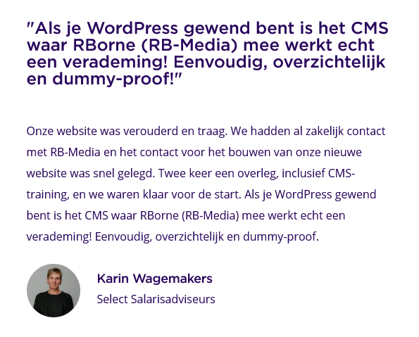 Super om te lezen hoe enthousiast <a href="/rbmediabreda/">RB-Media</a>  klanten zijn met hun nieuwe <a href="/RBorne3/">RBorne</a> #website en ons eigen CMS. Ben jij uitgekeken op #WordPress en zoek je een betaalbaar, sneller, veiliger en gebruiksvriendelijker alternatief? Zie: rborne.nl 
#webdesign #Breda