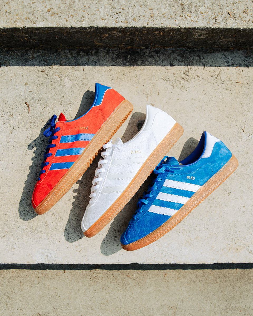 Footpatrol London on Twitter: "The adidas Originals Blanc, Bleu and Rouge  are now available to shop in-store and online! Sizes range from UK7 - UK12  (Including half sizes), priced at £85. Shop