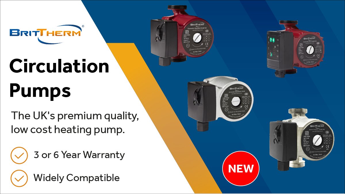 We are proud to announce that we are now stocking BritTherm pumps - the UK's premium quality, low cost heating pump!

✔️ 3 or 6 Year Warranty
✔️ High Quality
✔️ Widely Compatible 

Take a closer look: tinyurl.com/rjf3brrw

#circulationumps #heating #plumbing #newproduct