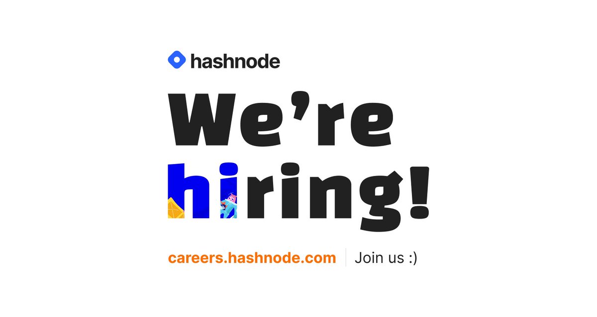 hashnode's tweet image. We're hiring for 8 new roles in our Marketing, Product, Engineering & Design teams!🚀🙌
We're looking for experienced, passionate people who can help us take Hashnode to the next level.
⛱ Remote
💰 Competitive Salary
Sound like you? Please apply here👇
careers.hashnode.com/jobs