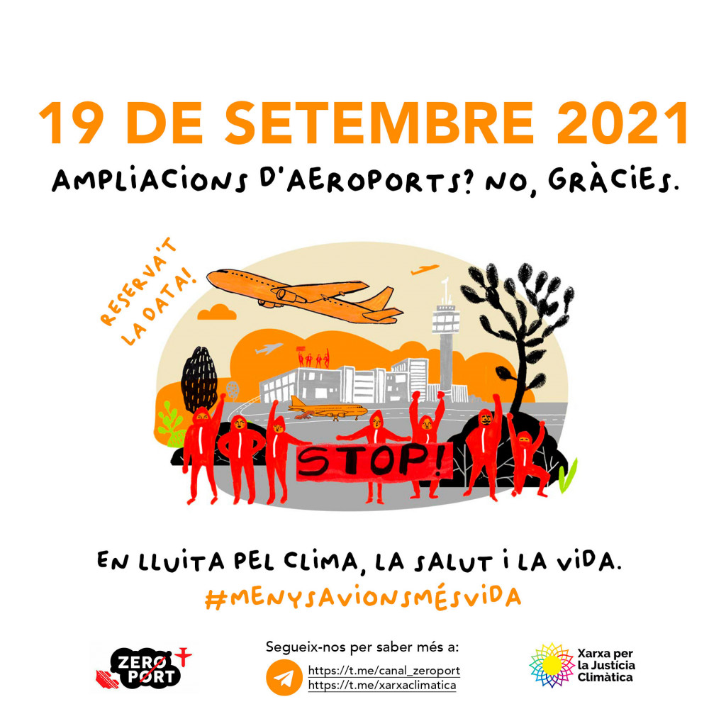niunpamdeterra's tweet photo. 🗓 GUARDA'T LA DATA! 👉🏾 Enfront el pacte entre el @govern i @desdelamoncloa per l'ampliació de l'aeroport, el 19 de setembre omplim els carrers! #NoPassareu #MenysAvionsMésVida https://t.co/wVhe7NdX0x