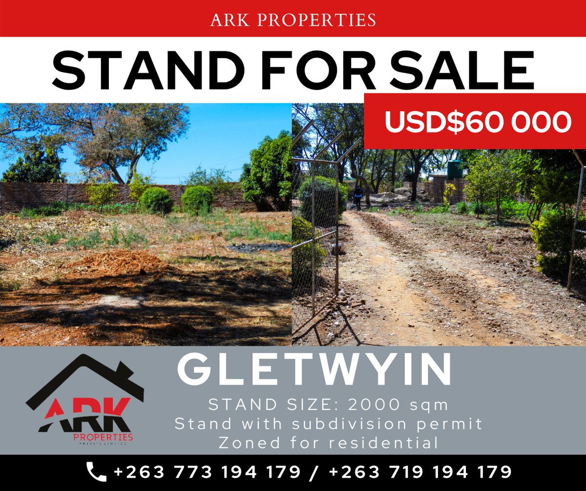 Ark Properties Zim on Twitter "Gletwyin Stand for sale. USD60 000