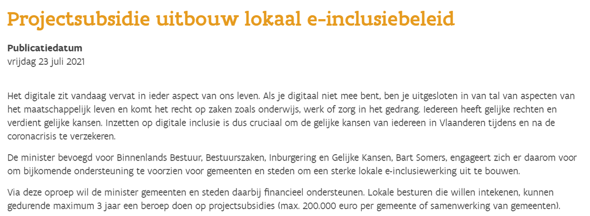 Van_Damme_Sara's tweet photo. Komaan kleine &amp; middelgrote lokale besturen, nu is het aan jullie! Dossier indienen &amp; lokale #einclusie werking uitbouwen zodat elke burger digitale kansen kan grijpen! 
Check ook https://t.co/cuk6neaIvr https://t.co/DYt4uuL18P @vvsg @MediaWijsBe @S_E_R_V
https://t.co/OpuDUiWlvQ https://t.co/EysuzFLepZ