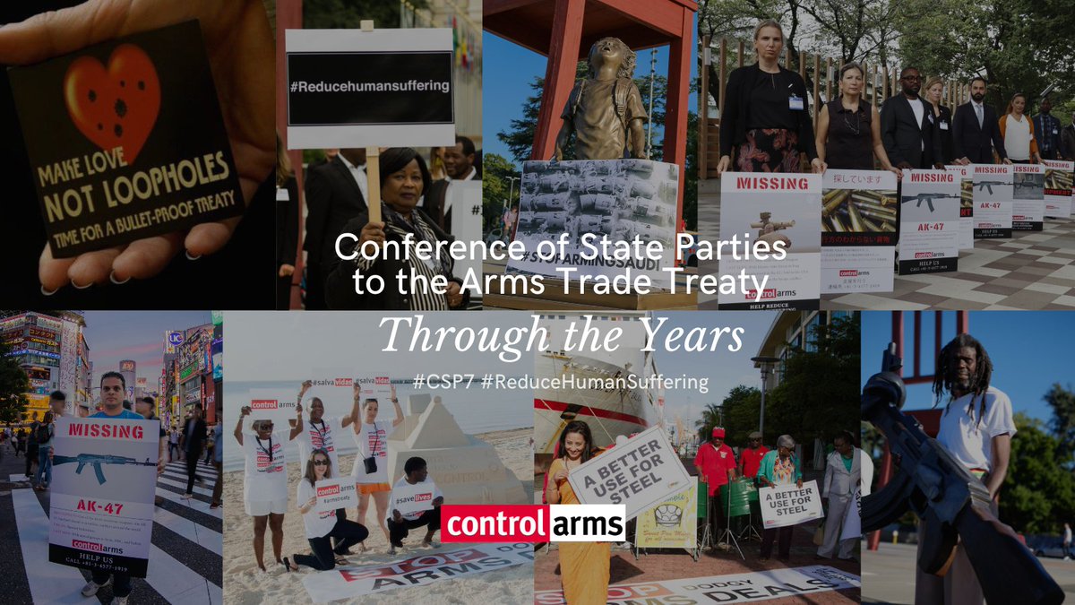 controlarms's tweet photo. 🎉📆 CSP THROUGH THE YEARS: 2021 marks 7 years of ATT discussion, debate, reporting &amp; commitment to a treaty that regulates the international trade in conventional arms. As we prepare for an engaging #CSP7, take a look back with highlights from previous CSPs through the years.🧵 https://t.co/uRKVdqkKrt