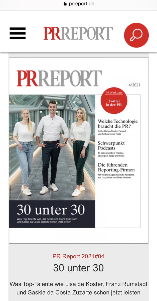 Herzlichen Glückwunsch an unsere @reallife_shazam <a href="/Zeichenmangel/">ressourcenmangel</a> aus #Düsseldorf zur Crew-Mitgliedschaft von <a href="/30u30/">#30u30</a> <a href="/prreport_de/">PR Report</a> 💐🥂 Freut uns wie bolle, dass wir auch in 2021 mit einer so tollen Kollegin dabei sind. 

Und ja, es ist wahr: Wir stellen weiter ein. #Change2Gyle