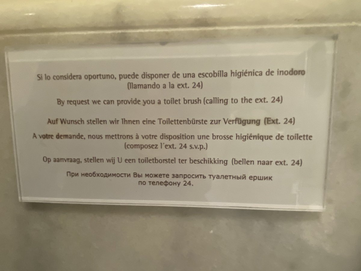 janeeknight's tweet photo. Never seen this kind of sign in a hotel before. #loobrush #toilethumour https://t.co/GKic2nFnUI