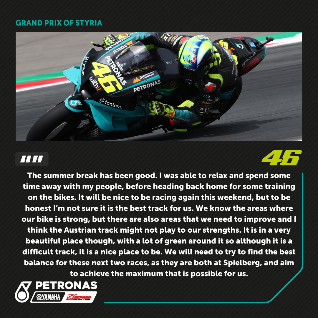 sepangracing's tweet photo. Check out what @ValeYellow46 and @calcrutchlow have to say about this weekend's StyrianGP...

#MotoGP | #PETRONASmotorsports | #SepangRacingTeam https://t.co/LkfgKeYdC5
