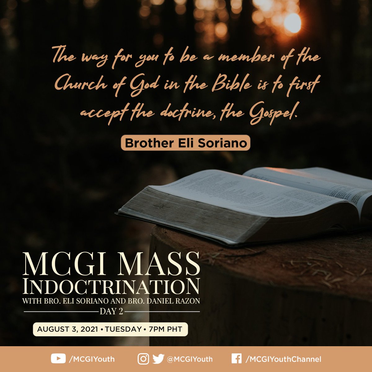 MCGIYouth's tweet photo. The discussion of Biblical truths continues as we proceed to the second day of our MCGI Mass Indoctrination sessions hosted by Bro. Eli Soriano and Bro. Daniel Razon.

Join us again this evening, God willing. 

Thanks be to God!

#MCGIYouth https://t.co/OkekHvUfCE