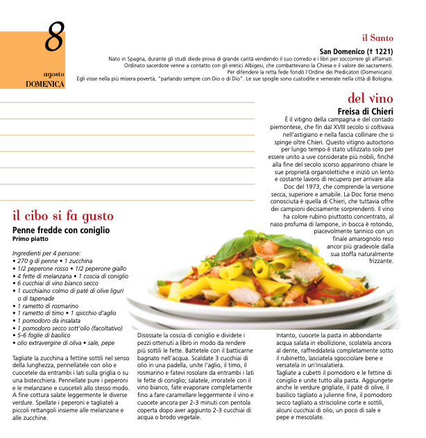 Buona Domenica e auguri a tutti i Domenico. Oggi una ricetta per voi dal nostro #Adesso penne fredde con coniglio da accompagnare  con una Freisa di Chieri.