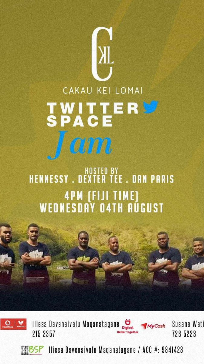 danmatanimeke's tweet photo. Show your support for #CakauKeiLomai #TeamFiji thats Tomorrow at 4PM FJ TIME on #TwitterSpaceJam. DON'T MISS IT!! https://t.co/swAEgHsZ2u
