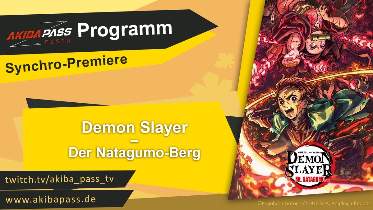 AKIBAPASS's tweet photo. #DemonSlayer #DerNatagumoBerg #Synchropremiere beim #AKIBAPASSFESTA #AUTUMNEDITION vom 24.09. bis 26.09. LIVE auf https://t.co/n7enmFrULl und https://t.co/o86JxZcMfX #UfotableStream #Anime #CommunityEvent https://t.co/HxPUN6Nq7M