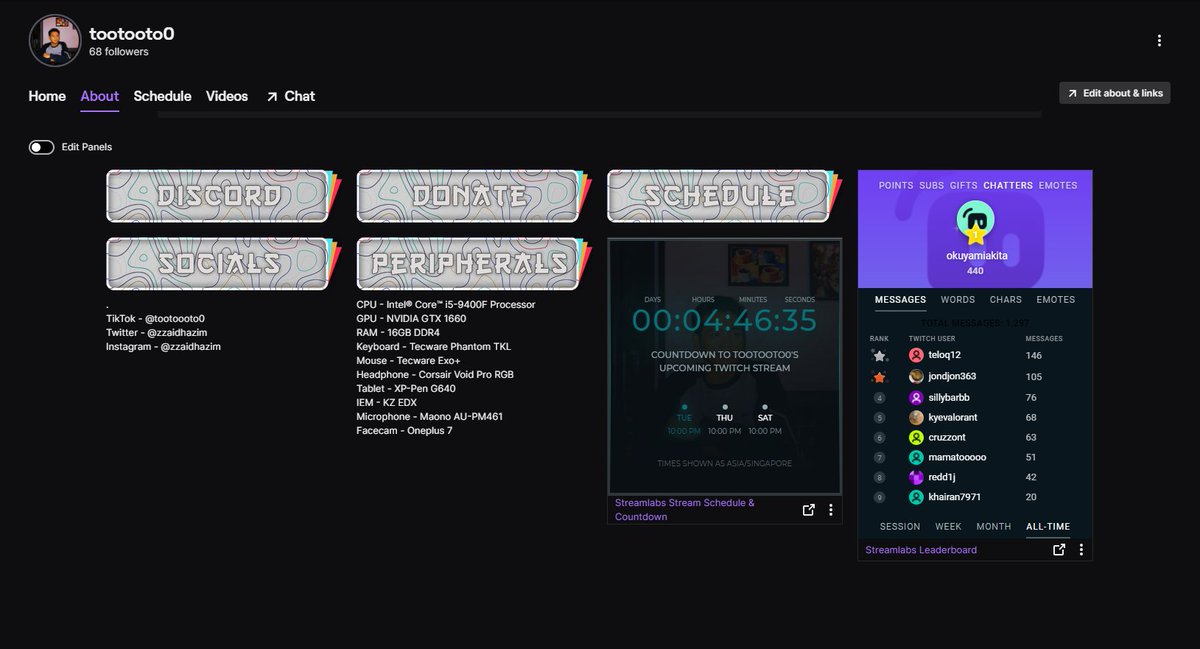 the new panels looking cleaannn, stream tonight @ 10PM #twitchmalaysia #valorant #osugame