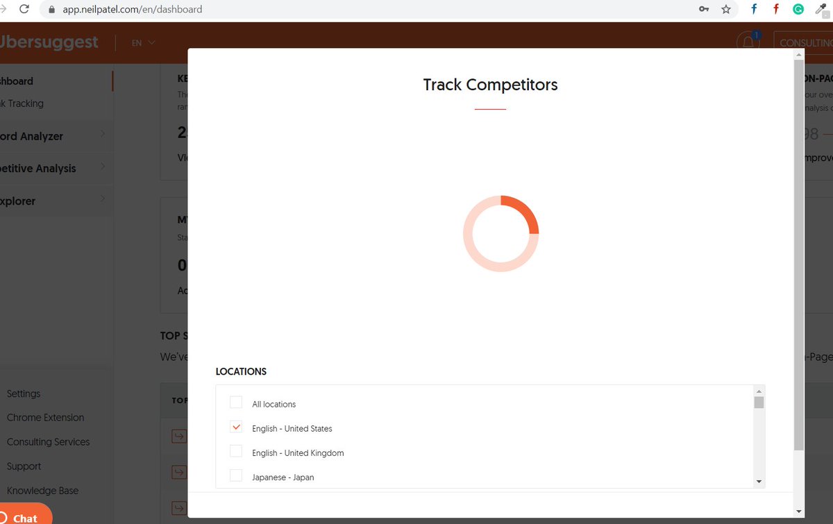 pdsingh's tweet photo. @ubersuggest_seo @neilpatel I am trying to add competitors to Ubersuggest and always see this circle. I am a paid user and have been following up with your support team for the last 2-3 weeks, without any resolution. Can you please get this fixed? https://t.co/rCc0OhKLf7