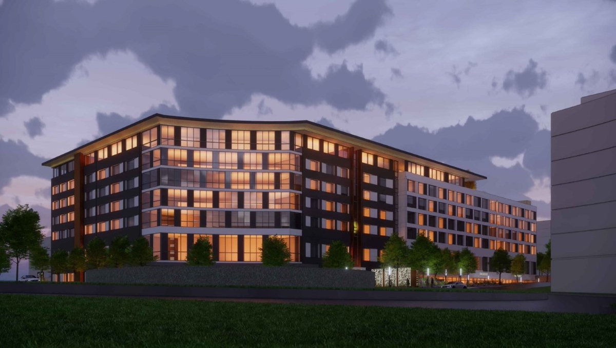 PrismCapital's tweet photo. Coming to Prism’s @ON3NJ – a #DualBrand @Marriott AC/ #ElementHotel with #RooftopBar! The eye-catching #hotel will feature 266 rooms with a mix of limited-service and #ExtendedStay options, bringing a much-anticipated #hospitality component to the world-class #campus. https://t.co/4Gqgx9vrky