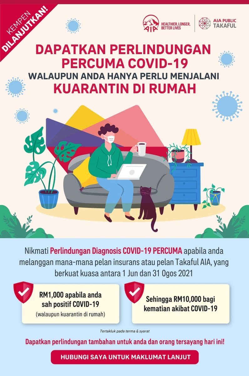AmerBaharin's tweet photo. Guys, nak tahu tak AIA akan bagi pampasan sehingga Rm3000 kalau dikuarantin di rumah akibat positif covid19. Siapa nak bagi? AIA je boleh bagi. Thread takde, tekan je link aku ni. https://t.co/SmQ2itW7QZ

#Takaful #insurans #insuran #AIAPublicTakaful #AgentAIA #MedicalCard #Hibah https://t.co/8ujtm9vHRH