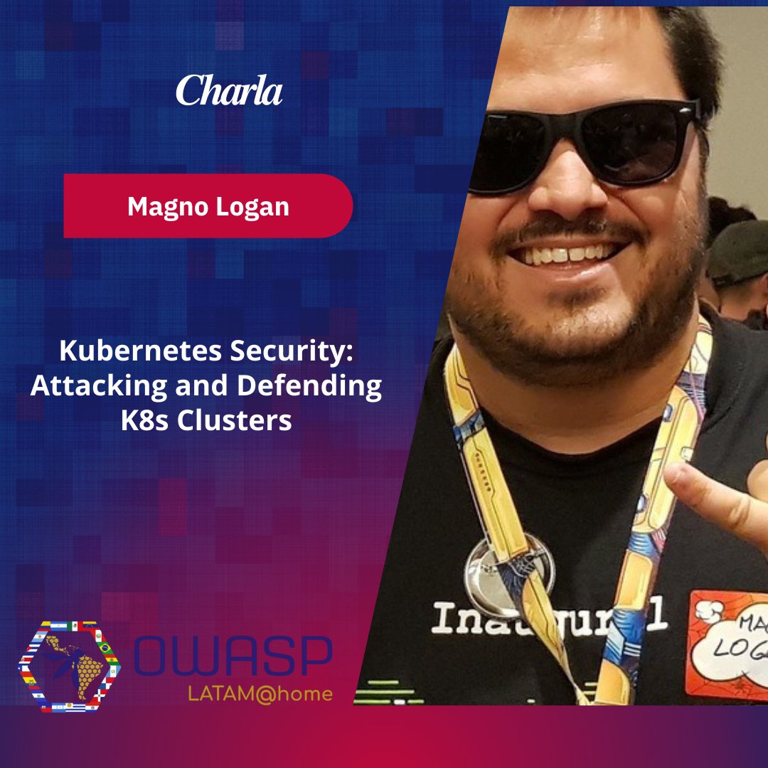owasplatam's tweet photo. #EventoOnline #OWASPLatamHome2021 1ER. Día

Charla: Kubernetes Security: Attacking and Defending K8s Clusters con: Magno Logan (@magnologan)

 🗓️03 de agosto
🕔17:40 - 18:20 (GMT-5)

Registro: https://t.co/y92GnNperV
#OWASP #OWASPLatam https://t.co/7vtDsHUHXE