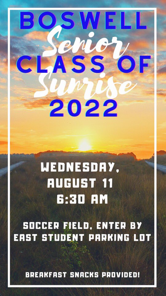 Boswell High School (@boswellhs) on Twitter photo <a href="/2022bos/">Bos_cali_2022</a> mark your calendars and spread the word! Senior Sunrise is just around the corner! <a href="/2022bos/">Bos_cali_2022</a> mark your calendars and spread the word! Senior Sunrise is just around the corner!