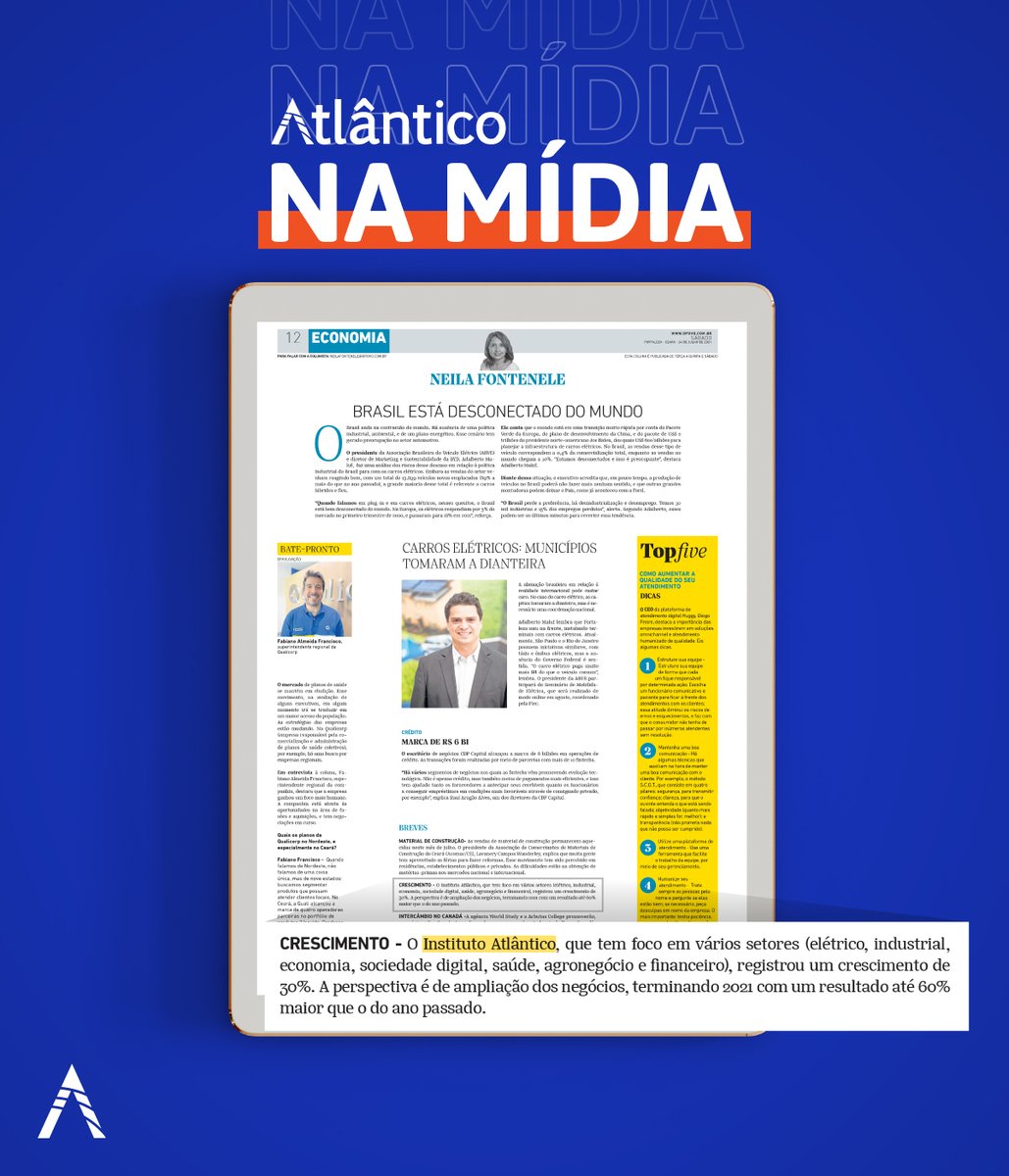 Confira a nota que a colunista Neila Fontenele do Jornal O Povo deu em sua coluna sobre a gente.
Somos apaixonados por pesquisa, desenvolvimento, tecnologia e inovação. E você?

#institutoatlântico #Pesquisa #Ciência #teamatlantes #vagasti #tech #Tecnologia #NaMidia