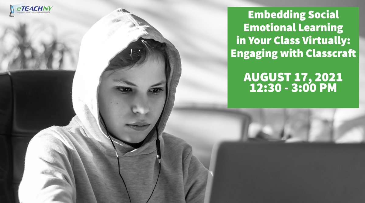 eTeachNY's tweet photo. Join us 8/17 from 12:30-3PM to discuss effective measures for implementing SEL schoolwide, while  focusing on the "Classcraft" platform. Classcraft can act as a crucial platform to build communities and connections in your classroom. 💻 Register at https://t.co/wnwLQt4aVr ! https://t.co/XlFb4akCJL