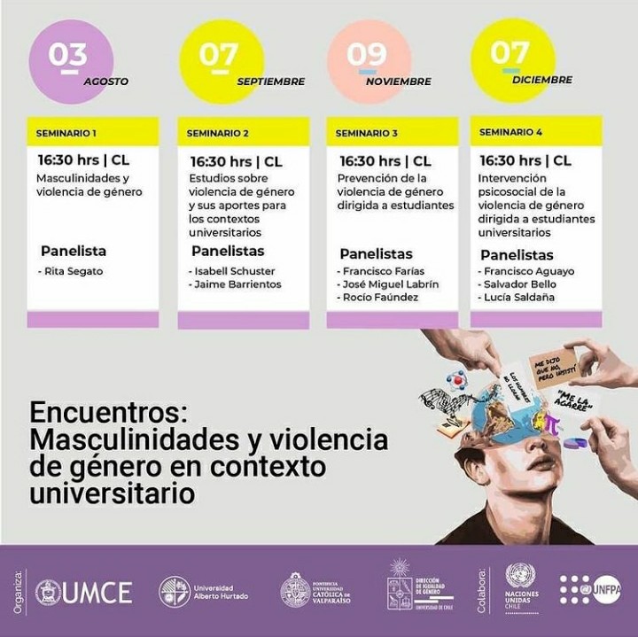 🙋🏽‍♀️ Con charla magistral de #RitaSegato comienza hoy el ciclo de  Encuentros: #Masculinidades y violencia de género en contexto universitario.
👉 Aquí el link para ver a Segato a las 16:30 youtu.be/ApIjIcXT3Gc
👉 Aquí la programación completa del Encuentro.