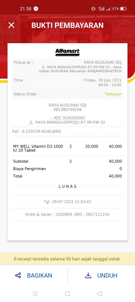 andyyusufs's tweet photo. @sahabatalfamart Min sya tgl 30 juli beli vitamin D lewat aplikasi alfagift pengambilan di toko. Pas sya ke toko ternyata barangnya ksong, sma kasirnya suruh nunggu 3 hari. Hari ini tgl 3 Agustus sya ke toko pas ditoko barangnya kosong lagi dong.. min tolong bantu refund uang sya https://t.co/d4saxrkffK
