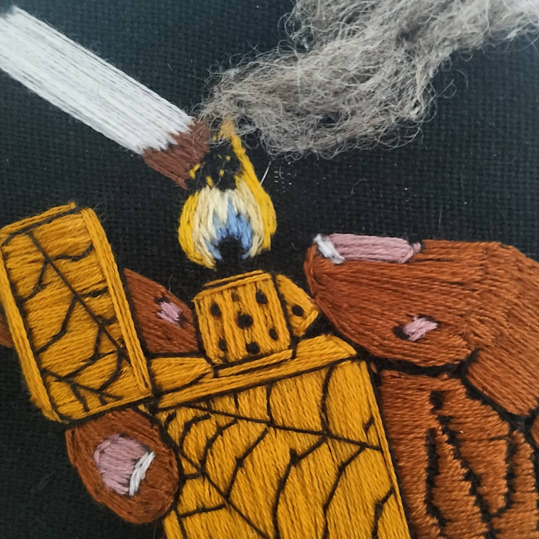 kirikiri1's tweet photo. Hoop for Episode 199 - Seeing It Through.
Can I have a cigarette?
#embroidery #hoopart #tma #magnuspod #themagnusarchives #seeingitthrough #jonathansims #jonsims #georgiebarker #weblighter #theweb https://t.co/M0FFW2OCEW