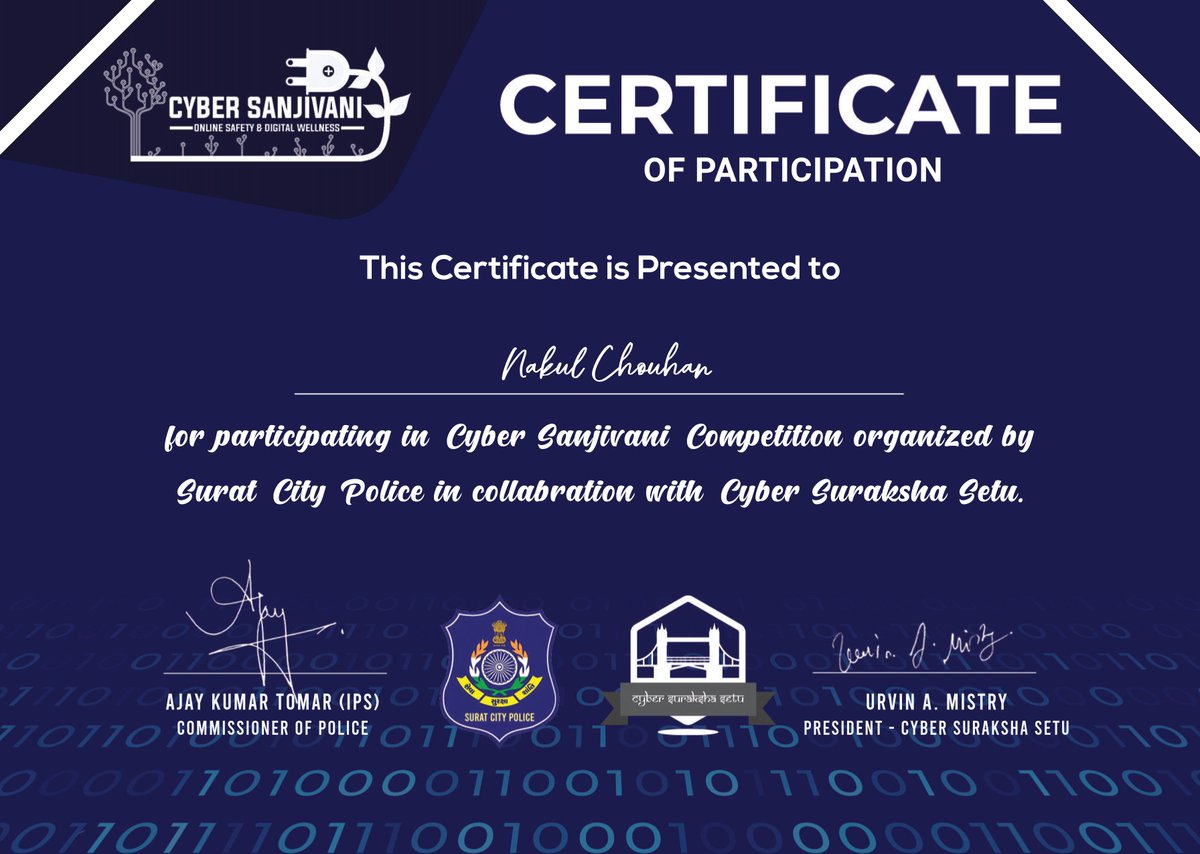 Greatly appreciate the initiative of @CyberSanjivani  to educate & protect people from Cyber Crimes. Thanks to @CP_SuratCity @UV12786 @CyberSurakshit!