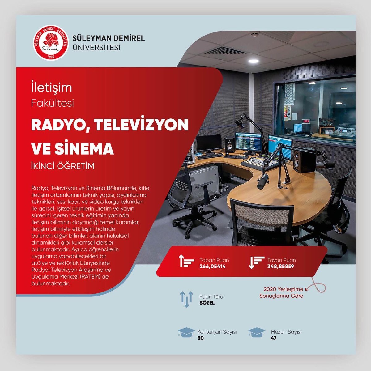 "SDÜ'de Sen de Yerini Al"

Geleceğin İletişimcileri,

Bölümümüzü ve imkanlarını daha yakından tanımanız için hazırladığımız aday portalımızı ziyaret edebilirsiniz. #SDÜdesendeyerinial #ilhamverenüniversite #yks2021 #ykstercih 

aday.sdu.edu.tr