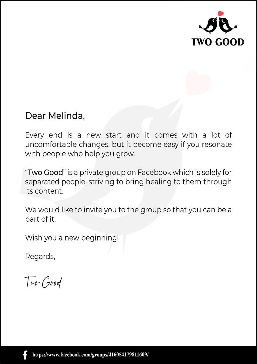 TwoGood00841804's tweet photo. To @melindagates,
You're invited to join "Two Good", a shelter for broken hearts.
It would be an honor if you join :) 
Here's the link:
https://t.co/JvAEBq0CX0
@gatesfoundatio @indyurdu @BBCWorld @NidaEjazMasood @DailyMailCeleb @nytimes @PaparazziPTY_ @AiFaruqui https://t.co/EvtBNZ8w63