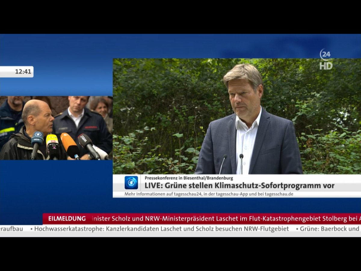 coconut147's tweet photo. Ist das eigentlich Zufall dass @ArminLaschet zusammen mit @OlafScholz die Katastrophengebiete besucht und zufällig eine Pressekonferenz geben während zeitgleich  @Die_Gruenen ihr #Klimaschutzprogramm vorstellen!? #LuegenArmin // @tagesschau 24 https://t.co/7Dn2beFOkw