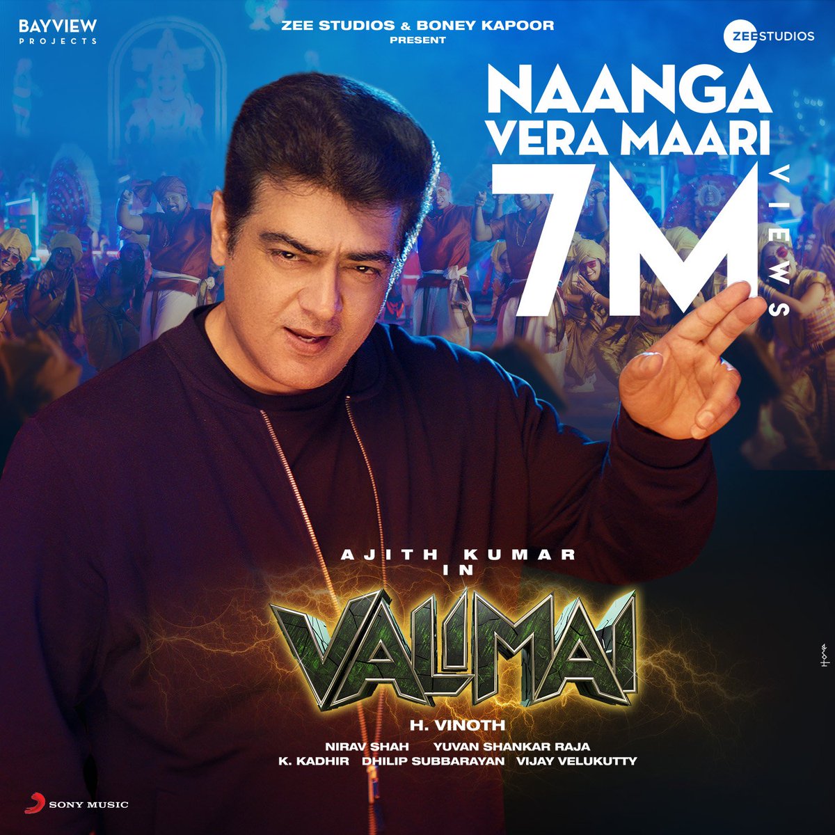 SonyMusicSouth's tweet image. A STRIKING 7️⃣ MILLION! 🔥

#NaangaVeraMaari from #Valimai ON FIRE 💥➡️ bit.ly/NaangaVeraMaar…

#30YearsOfAjithKumar

#AjithKumar @BoneyKapoor #HVinoth @thisisysr @BayViewProjOffl @ZeeStudios_ @sureshchandraa @VigneshShivN @anuragkulkarni_ 

#ValimaiFirstSingle