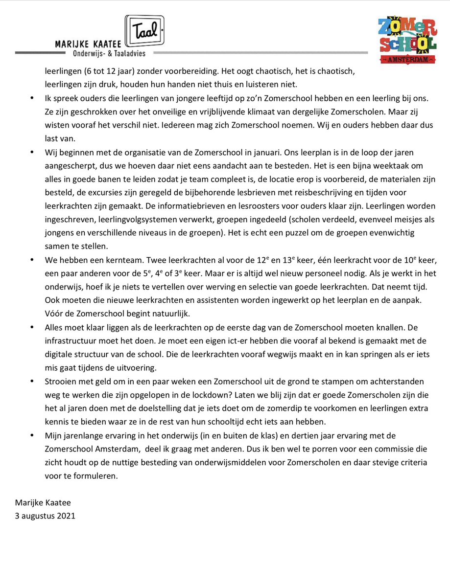 Zojuist gevraagd voor @DitisdeDag <a href="/TijsvandenBrink/">Tijs van den Brink</a>  om in debat te gaan over de rol van Zomerschool bij het wegwerken van achterstanden. Dat ga ik niet doen, wel heb ik wat op te merken over het uit de grond schieten van Zomerscholen. 👇🏻