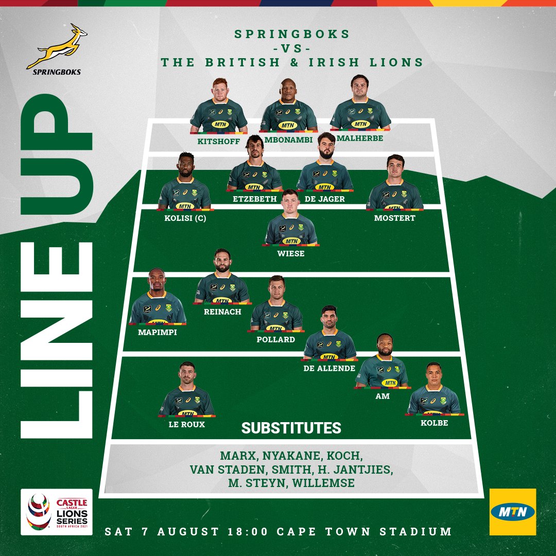 Springboks's tweet photo. 🇿🇦 BREAKING: The Springbok team for the #CastleLionsSeries decider
👏 50 up for De Allende as Reinach and Steyn are called up
🗣️ "It was important to maintain consistency in selection"
🔗 Team announcement: https://t.co/gD3tFd82dZ
#StrongerTogether #StrongerForever https://t.co/WO8J8Me8jw