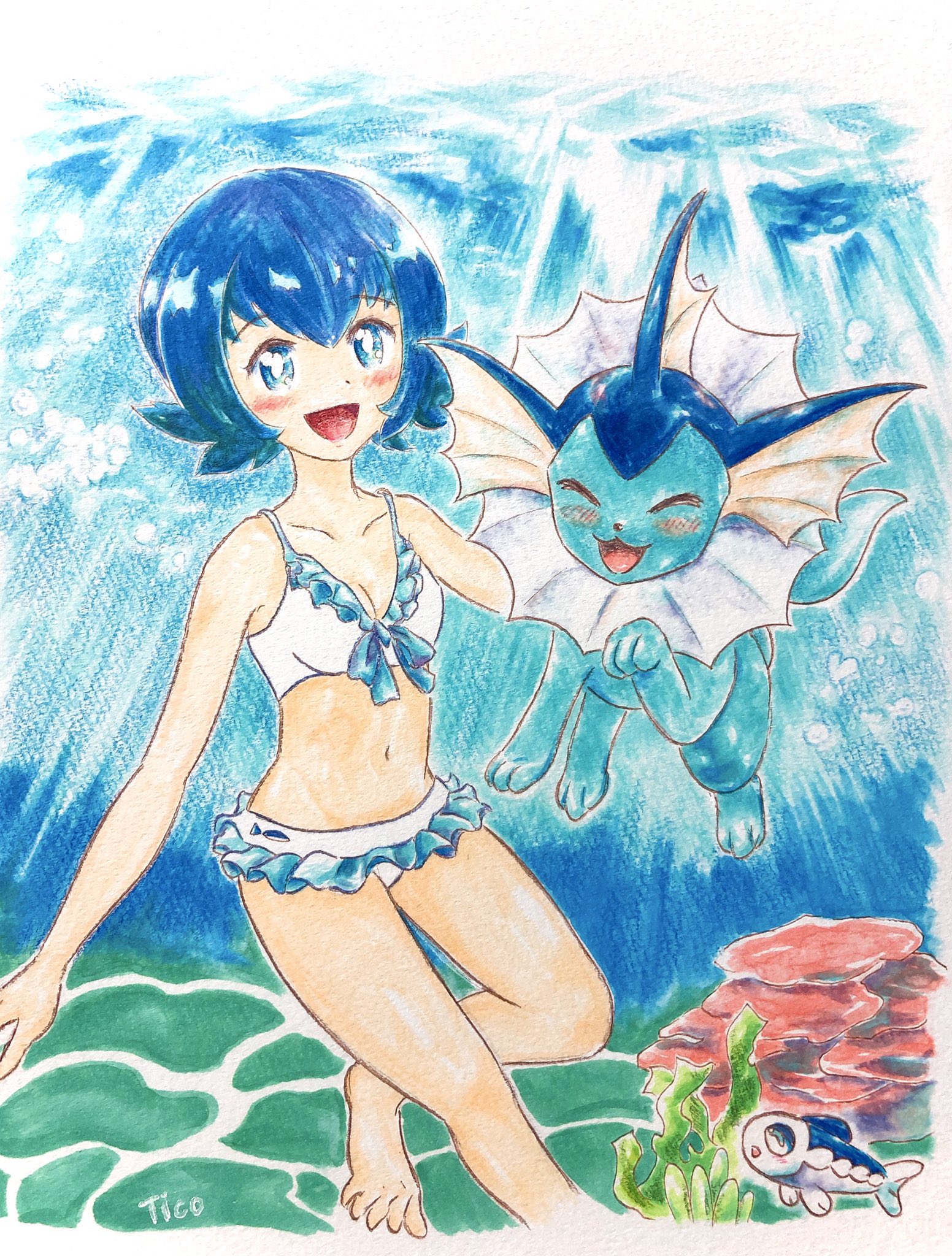 تويتر ティコ على تويتر シャワーズ 水の日 イラスト ポケモンイラスト スイレン ヨワシ コピック 画質荒く アップし直しました いいね下さってた方すみません やっとできた 改めてシャワーズおめでとう T Co N3z0q5ptdi