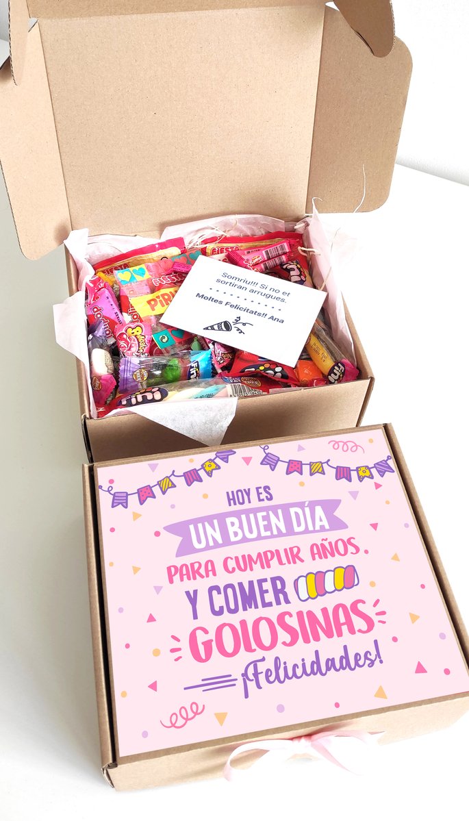 Caja Rosa para chuches. Cajitas para regalos y chuches