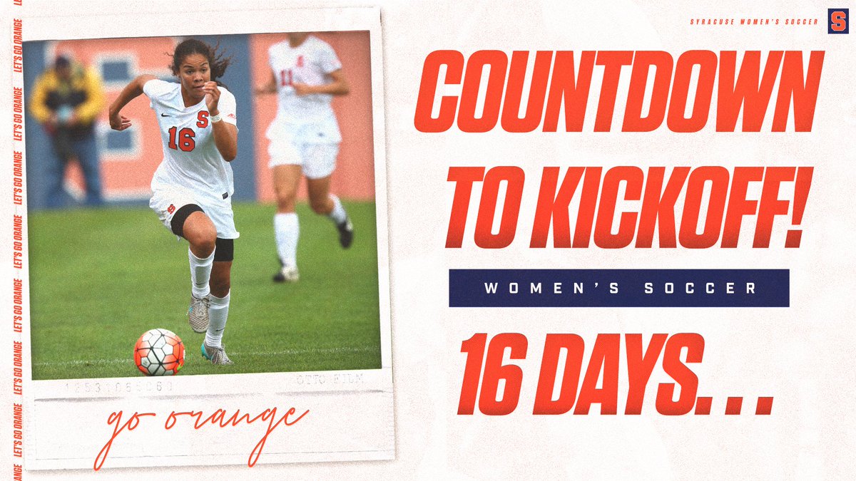 CuseWSOC's tweet photo. Sweet 16! Alumnus Alex Lamontagne (2014-17) says it all with her jersey number -- 16 days until our season opener! #CuseFamily #CuseKickCountdown #Elevate https://t.co/566lpEHx5h