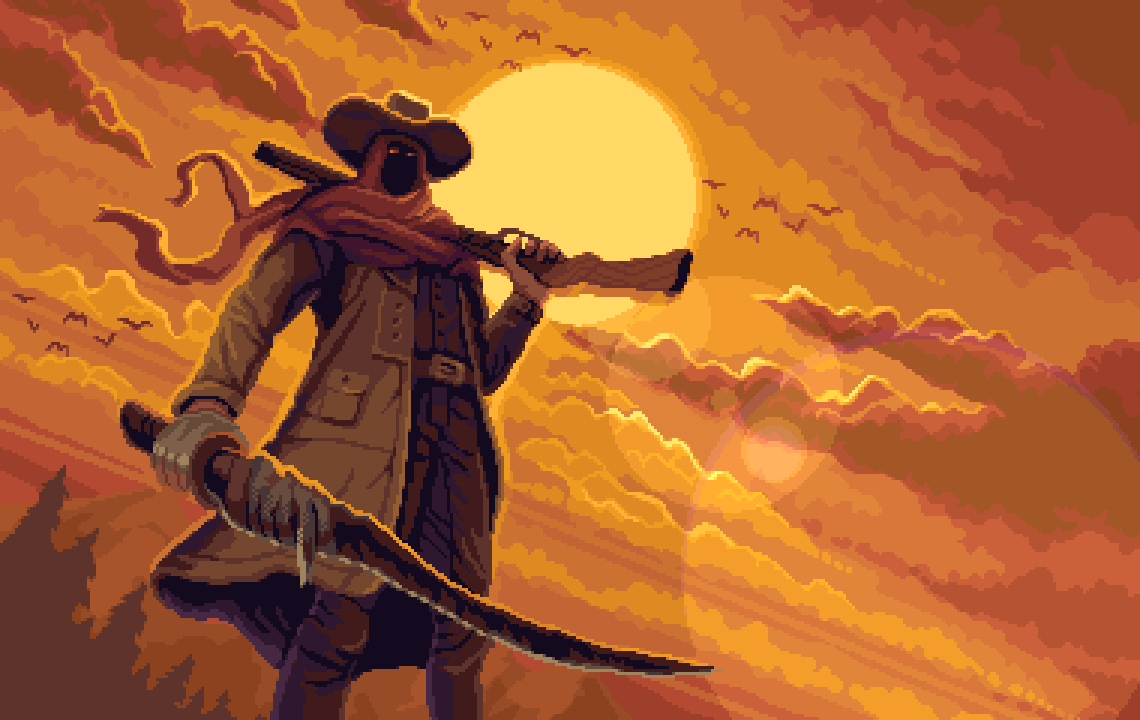 Namatnieks's tweet photo. Dark western character
#pixelart  #ドット絵 https://t.co/goJU9qV71B