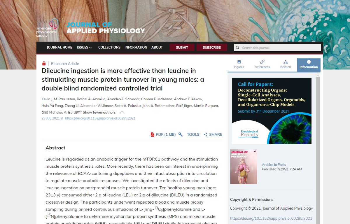 Journal of Applied Physiology (@japplphysiol) on Twitter photo #ArticlesInPress: “Dileucine ingestion is more effective than leucine in stimulating muscle protein turnover in young males: a double blind randomized controlled trial” By: Kevin J. M. Paulussen, et al.
ow.ly/4Tzd50FHcEE
#BCAA #Anabolism <a href="/Nicholas_Burd/">Nicholas Burd</a> <a href="/Illinois_Alma/">University of Illinois</a> #ArticlesInPress: “Dileucine ingestion is more effective than leucine in stimulating muscle protein turnover in young males: a double blind randomized controlled trial” By: Kevin J. M. Paulussen, et al.
ow.ly/4Tzd50FHcEE
#BCAA #Anabolism <a href="/Nicholas_Burd/">Nicholas Burd</a> <a href="/Illinois_Alma/">University of Illinois</a>
