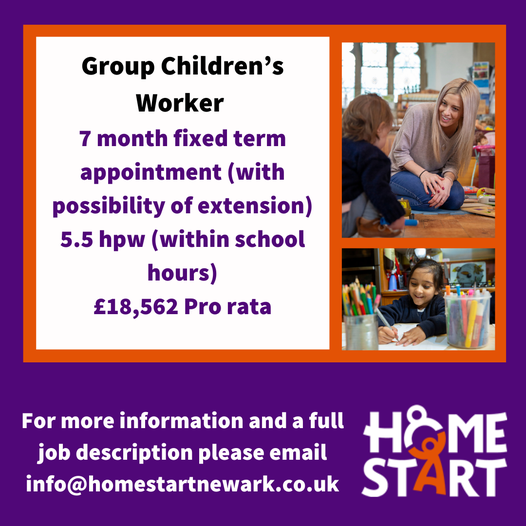 HomeStartNewark's tweet photo. Are you passionate about children’s play and learning? 
We are recruiting an exciting opportunity based in #Newark! #jobs #opportunities #workingwithchildren #charityjobs https://t.co/NMrisDM44y