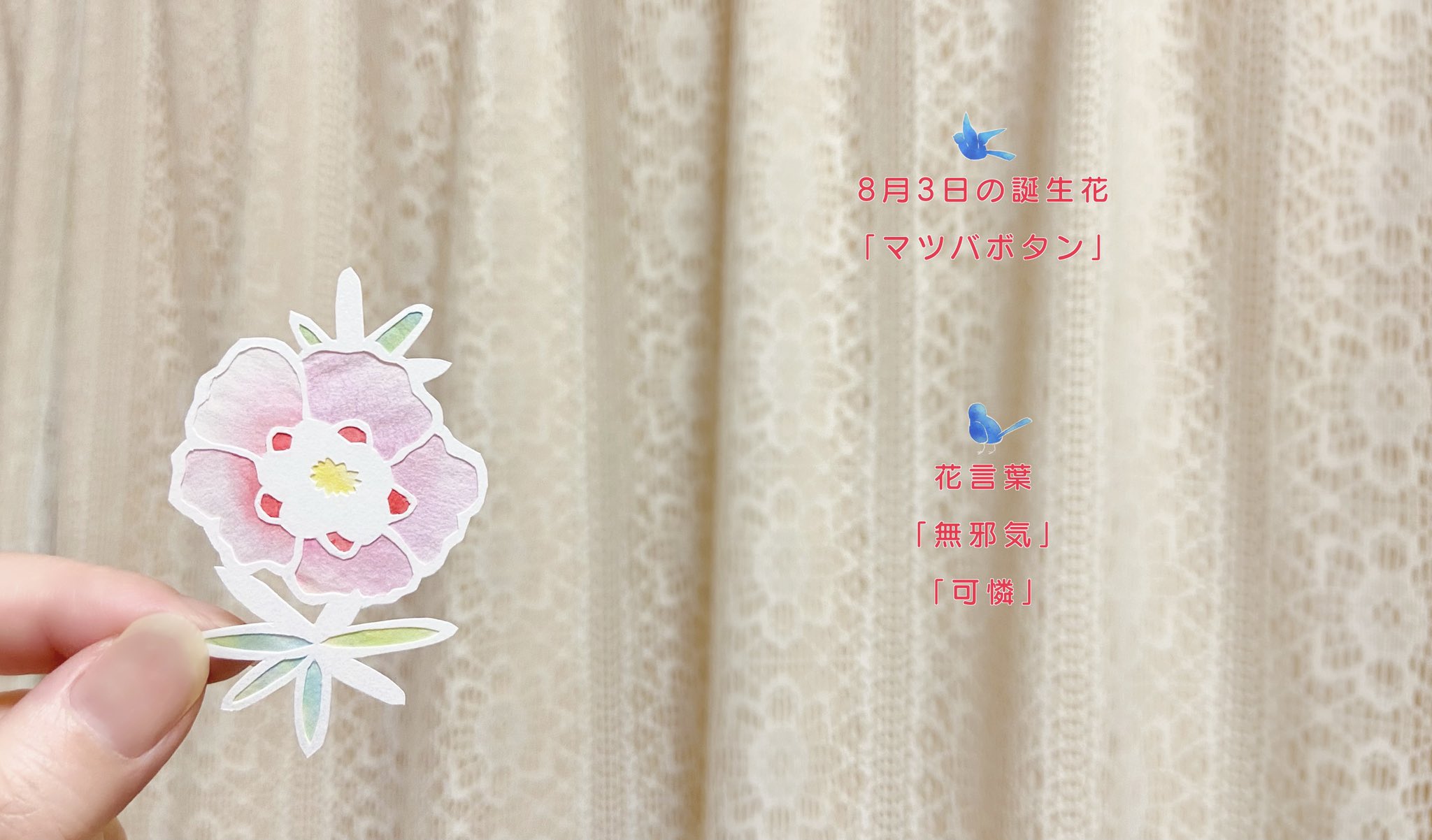 ふわりん にひゃくにじゅうろくりんめ 8月13日の誕生花 サギソウ を切りました 花言葉は 清純 繊細 夢でもあなたを想う です 本日がお誕生日のフォロワー様 いらっしゃいましたら おめでとうございます ﾉ 図案