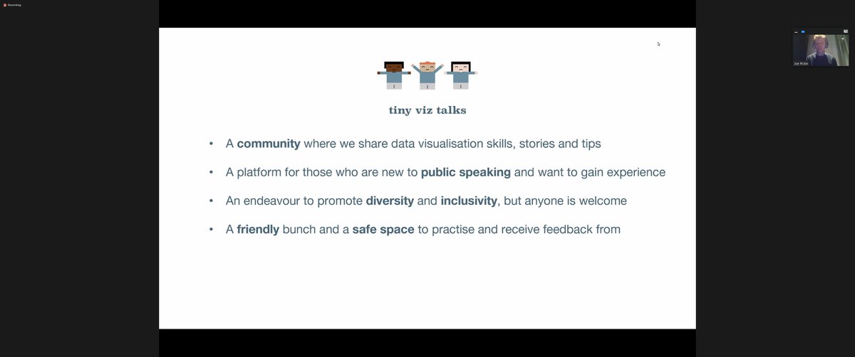 Q_la_Rooy's tweet photo. On now ! @TinyVizTalks August, the tinier edition (?) with guest @TriMyData on The Maple Square. And if you are interested to speak yourself or practise public speaking do check out their info 👇 https://t.co/YW2uUkAwz3