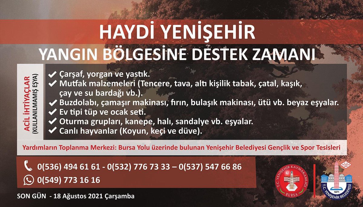 davutaydin016's tweet photo. HAYDİ YENİŞEHİR YANGIN BÖLGESİNE DESTEK ZAMANI
 
#ÜretkenBelediyecilik #ManavgatYanıyor #HaydiYenişehirDestekZamanı https://t.co/iK97tZUo8q