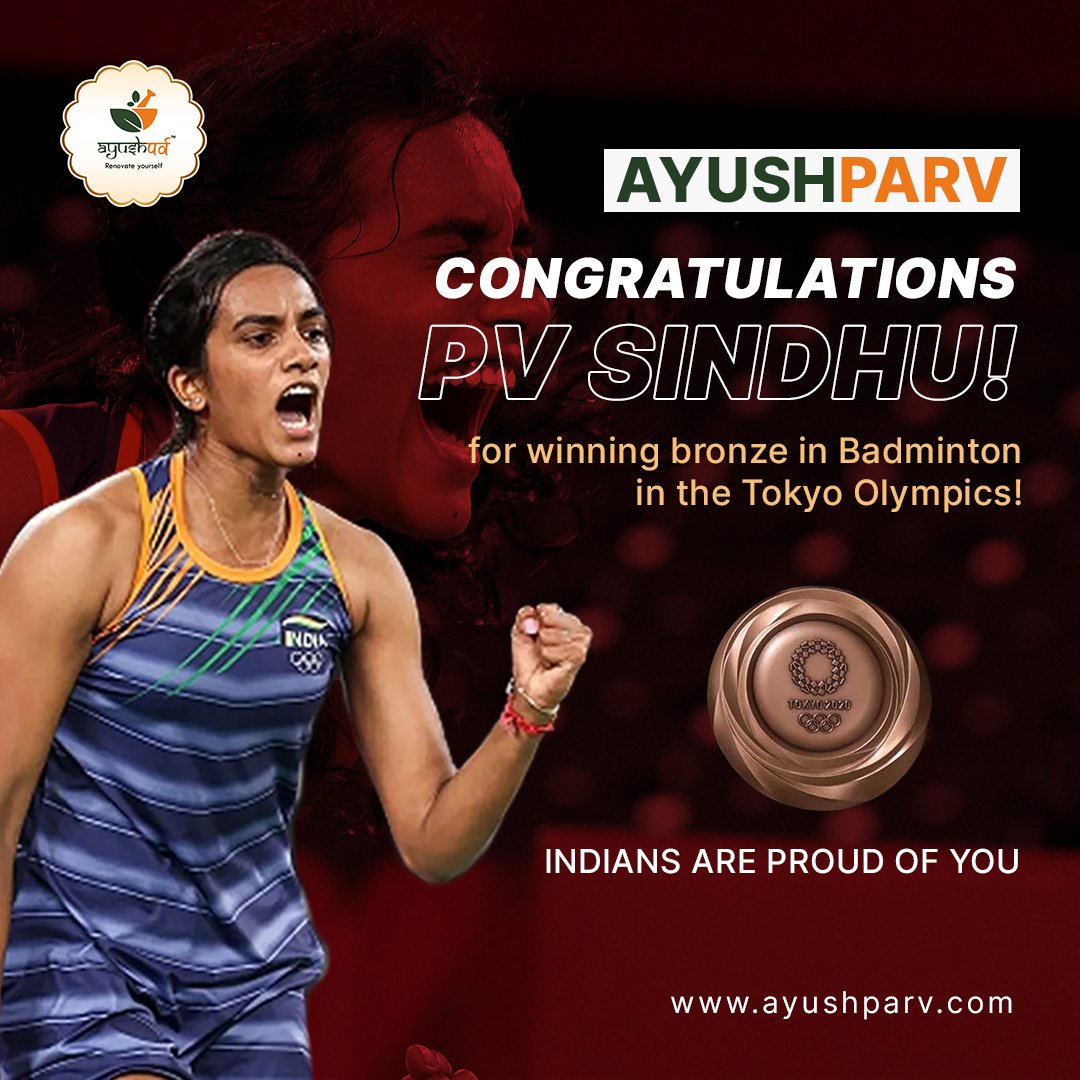 ayushparv's tweet photo. Congratulations 
PV Sindhu!
For winning bronze in Badminton in the Tokyo Olympic
Indians are proud of you
@Olympics
@Tokyo2020
@PMOIndia
@Pvsindhu1
@BAI_Media
@olympics2021
#Olympics #Badminton #Olympic #Bronze #BadmintalkTokyo2020 #IndiaTodayAtOlympics #OlympicGames #Cheer4India https://t.co/3rfWPaXGd9