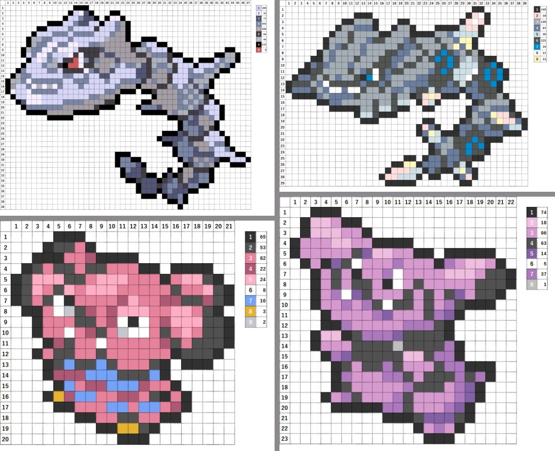 O Xrhsths なやここ ポケモンアイロンビーズ図案つくる人 Sto Twitter ポケモン金銀 ハガネール メガハガネール ブルー グランブル ハリーセン ハッサム メガハッサム ツボツボ ポケモン アイロンビーズ パーラービーズ クロスステッチ ドット絵 Pixelart