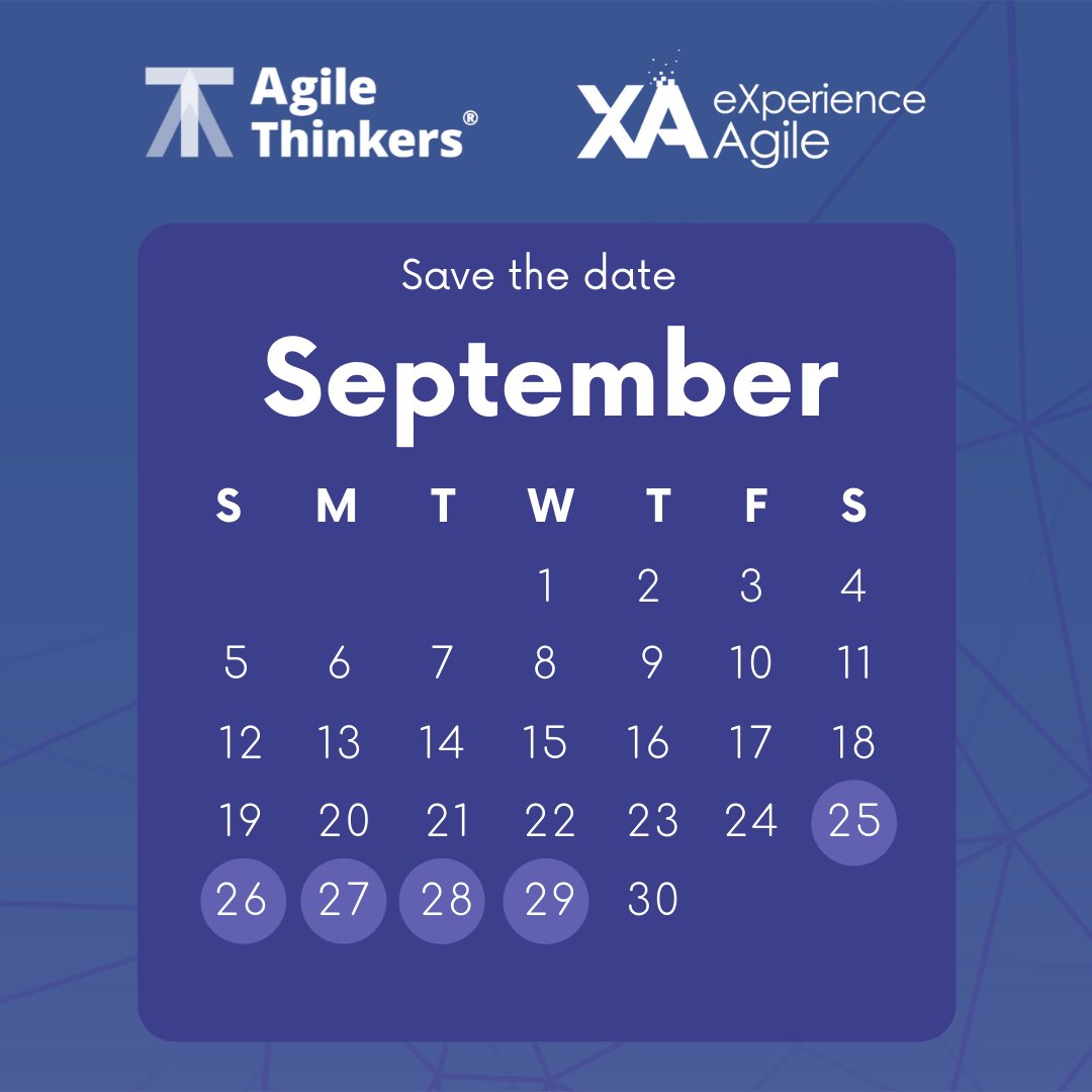agile_thinkers's tweet image. Save the date for the most influential Agile Conference in Europe! From 25th to 29th of September embrace this Revolutionary 5-day event that brings together global Agile thought leaders. Know more  ➡️ experienceagile.org 

#agilethinkers #experienceagile