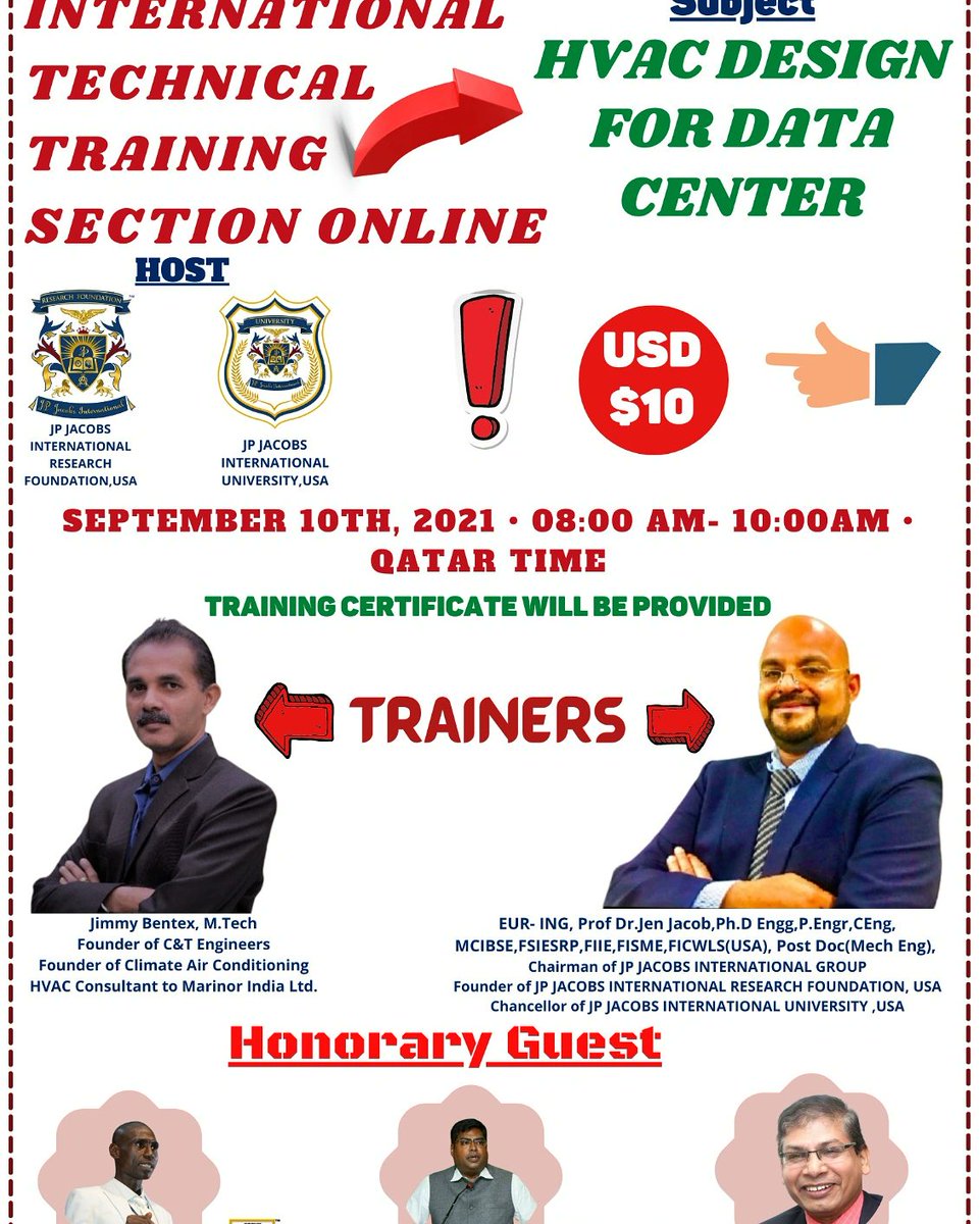 JP JACOBS INTERNATIONAL PRIVATE LIMITED on X: Technical Training section  conducted by Post Doctorate Research fellow on the subject DATA CENTER HVAC  DESIGN. Book your slot at the earliest with a very