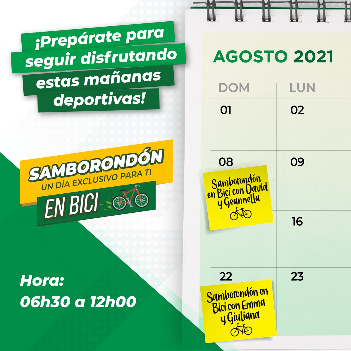 MuniSamborondon's tweet photo. Durante el mes de agosto, las familias samborondeñas podrán disfrutar de dos ediciones de Samborondón en Bici en La Puntilla. ¡Los esperamos para seguir fomentando estas mañanas deportivas!

#Samborondón #SamborondónEnBici https://t.co/qAtak1do08