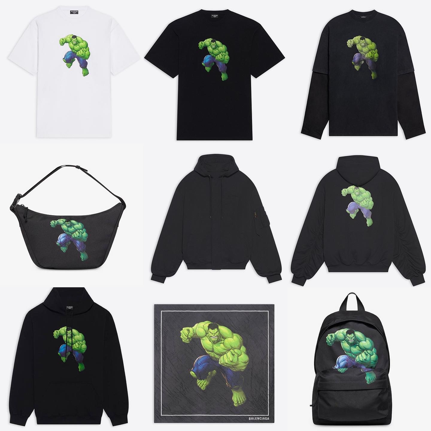 【BALENCIAGA】Hulk 2021 MARVEL Medium Hoodie★関税送料込み Balenciaga Hulk 2021 MARVEL Medium Fit Hoodie Black - FW21 - US