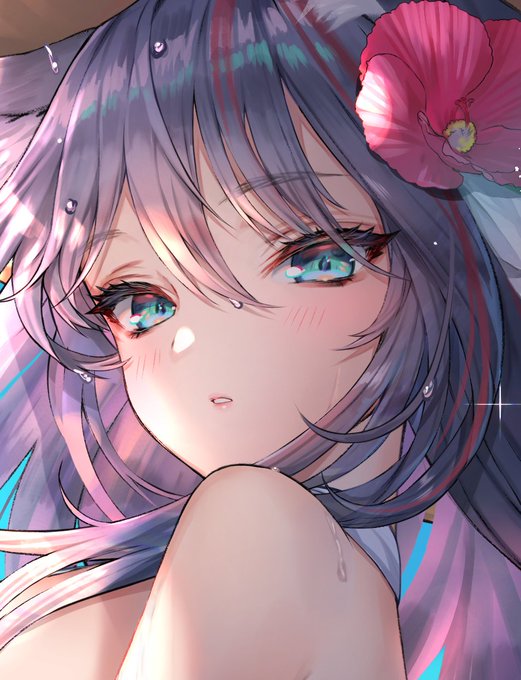 去年の暑中お見舞い娘の元絵。お尻が出ているので閲覧ご注意ください😳🙏 