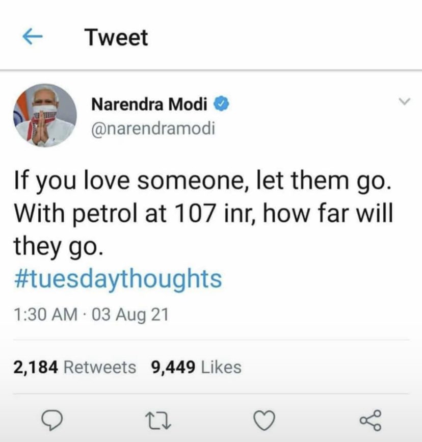 fernandesdrake's tweet photo. #PetrolPriceHike #NarendraModi 😂😂 https://t.co/SEaOgBeXYq